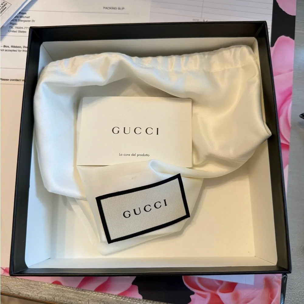 Gucci Large Gift Box Set w/ Dust Bag & Shopping Bag 7.5x7.5x5 Authentic